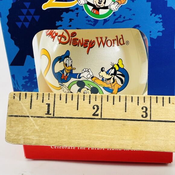 Walt Disney World 2000 Millennium Glass Ball Ornament Donald Goofy Mickey in Box - Picture 6 of 8